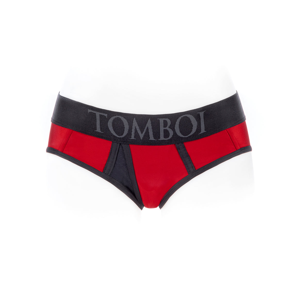 SpareParts Tomboi Cover Brief Nylon Red L - Soft Nylon Comfortable Briefs