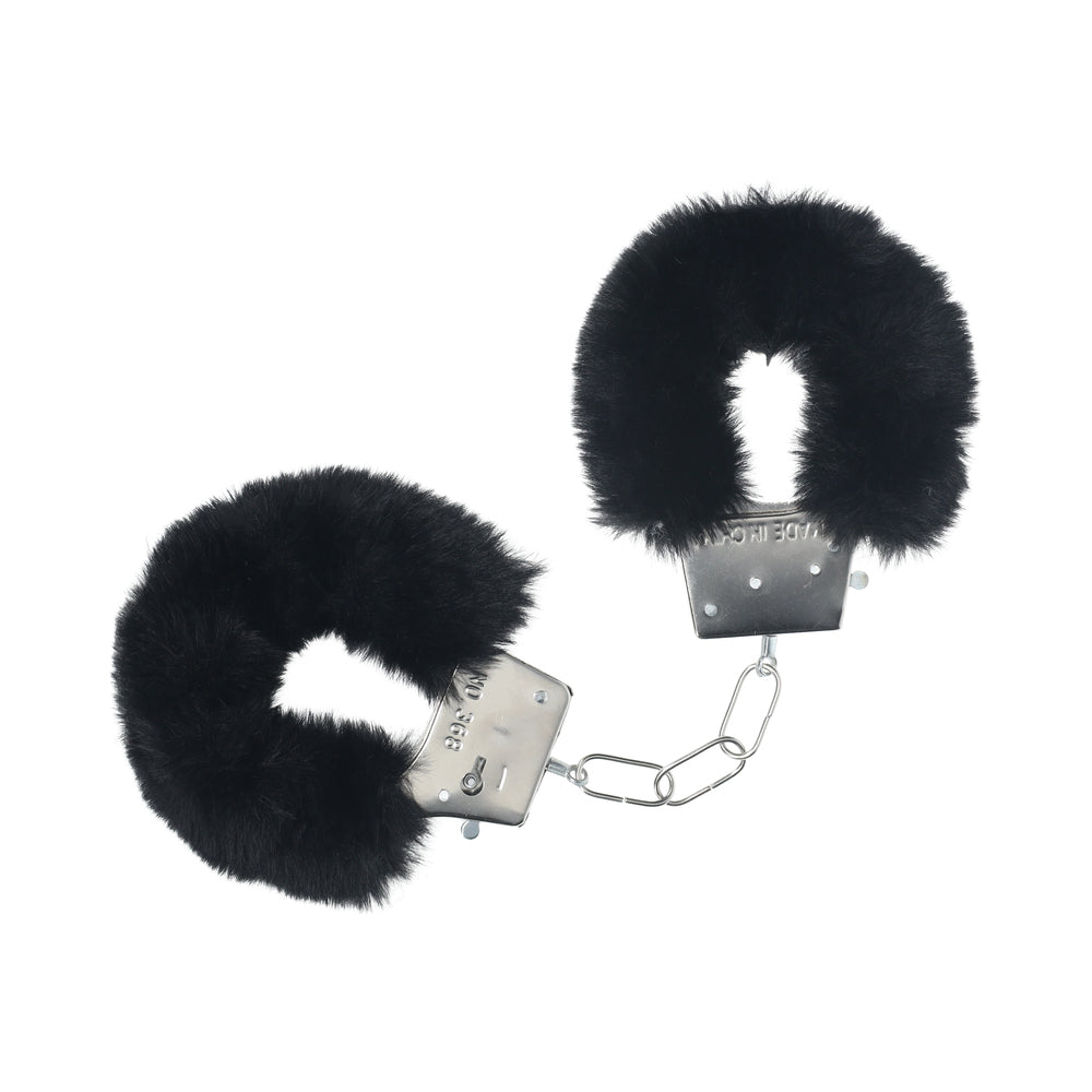 Ouch! Classic Fluffy Handcuffs Black - Comfortable Furry Cuffs