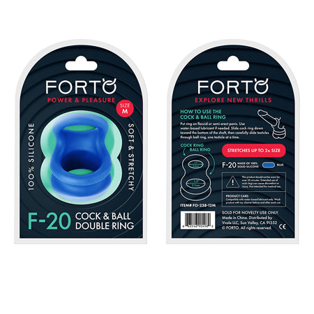 Forto F-20 Liquid Silicone Cockring & Ball Stretcher Medium Blue Halloween