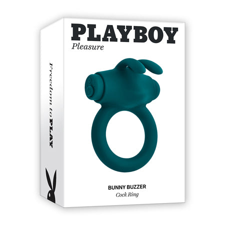 Playboy Bunny Buzzer Rechargeable Vibrating Silicone Cockring with Stimulator De