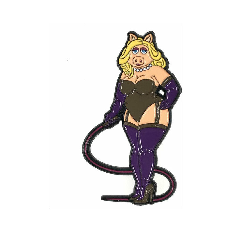 Geeky and Kinky Mistress Swine Enamel Pin BDSM Fetish Art Lapel Collector