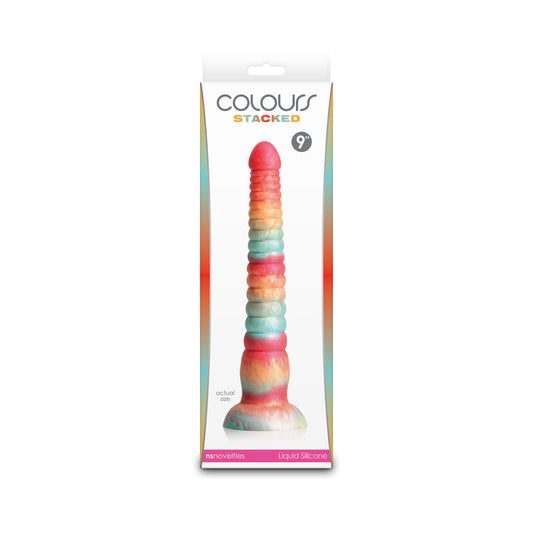 Colours Stacked 9" Dildo Red Gold Dual Tone Silicone Realistic Adult Toy