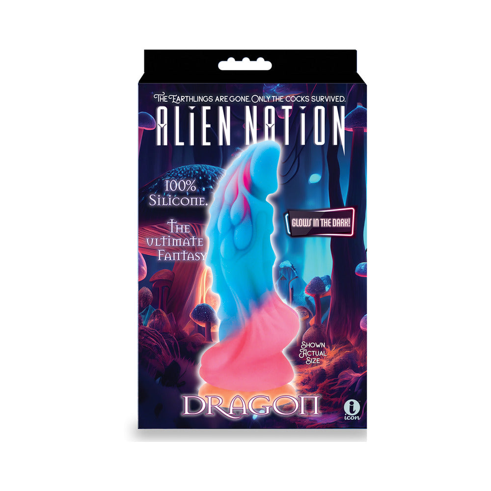 AlienNation Glow Dragon 9 in. Silicone Glow-in-the-Dark Dildo Vibrating