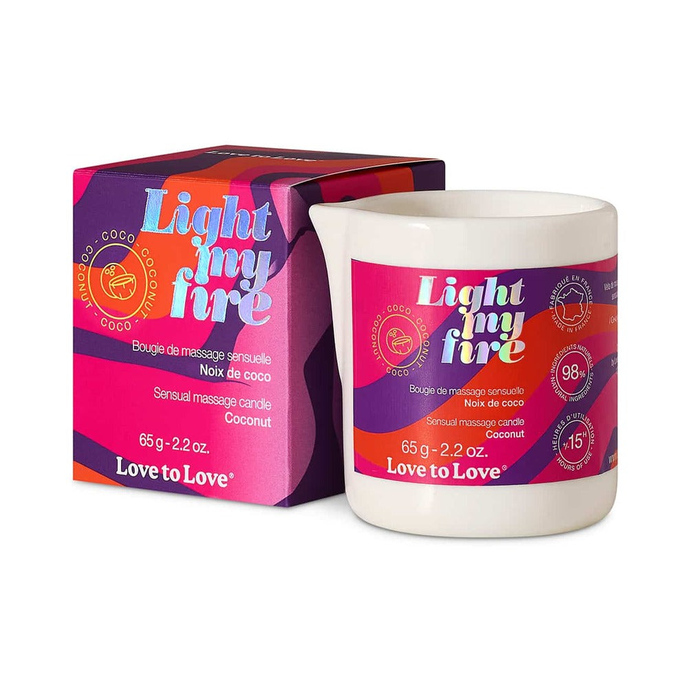 Love to Love Light My Fire Sensual Massage Candle Coconut 2.2 oz Tin