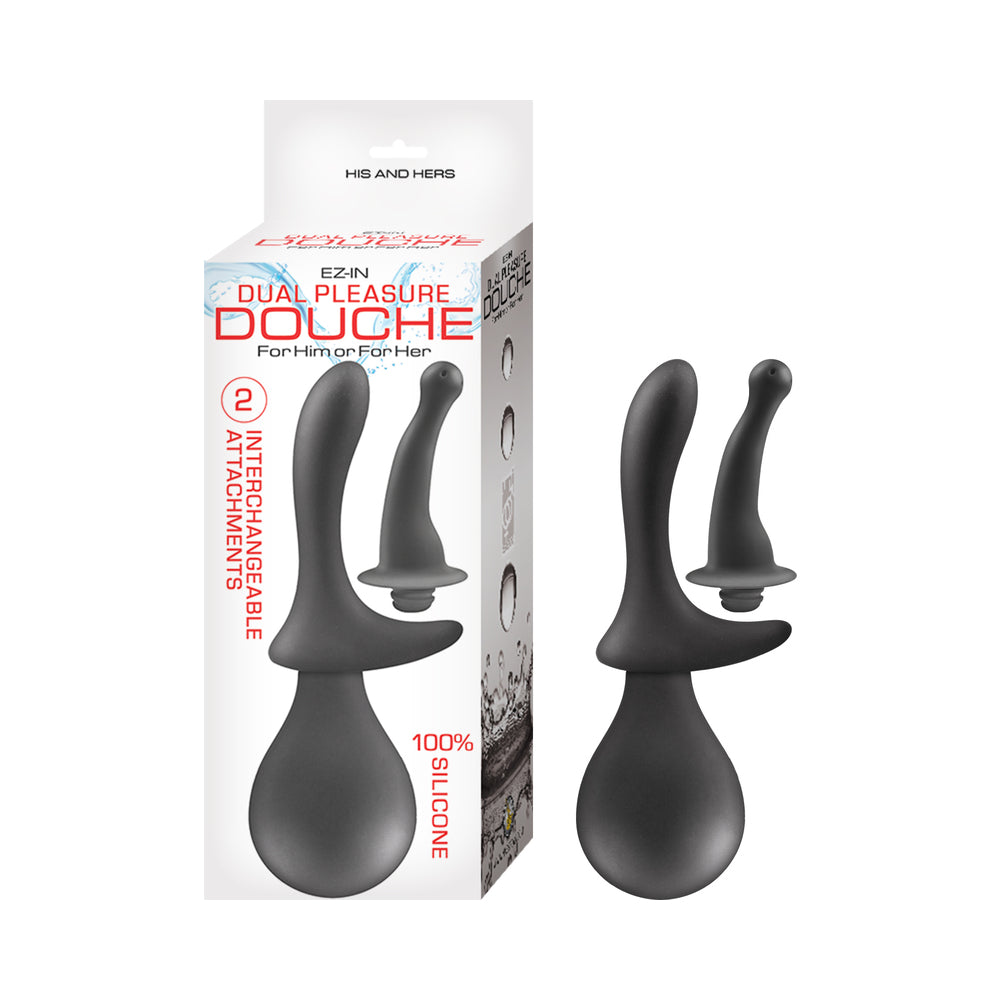 EZ-IN Dual Pleasure Douche Black – Adult Hygiene & Anal Douche System