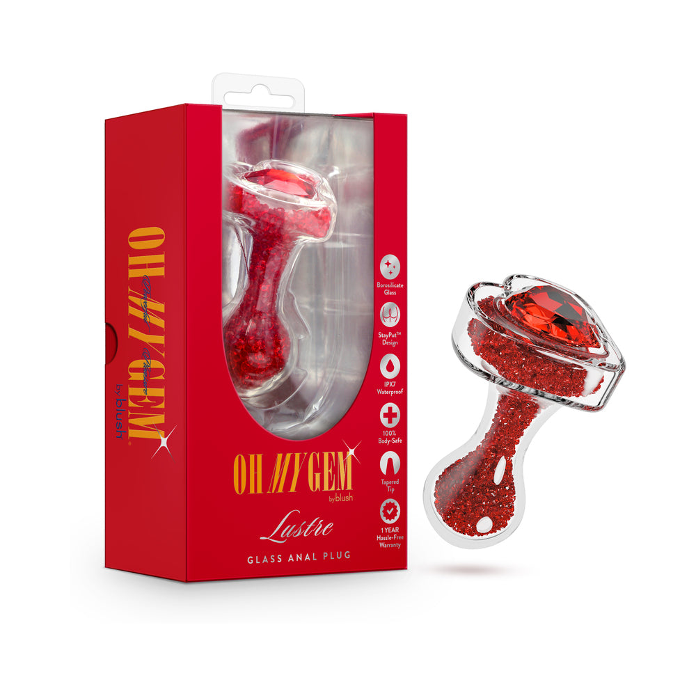 Oh My Gem Lustre Glass Anal Plug Red – Stylish Glass Adult Anal Toy