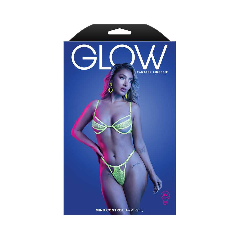 Fantasy Lingerie Glow Mind Control UV Reactive Paneled Underwire Bra & Panty M/L
