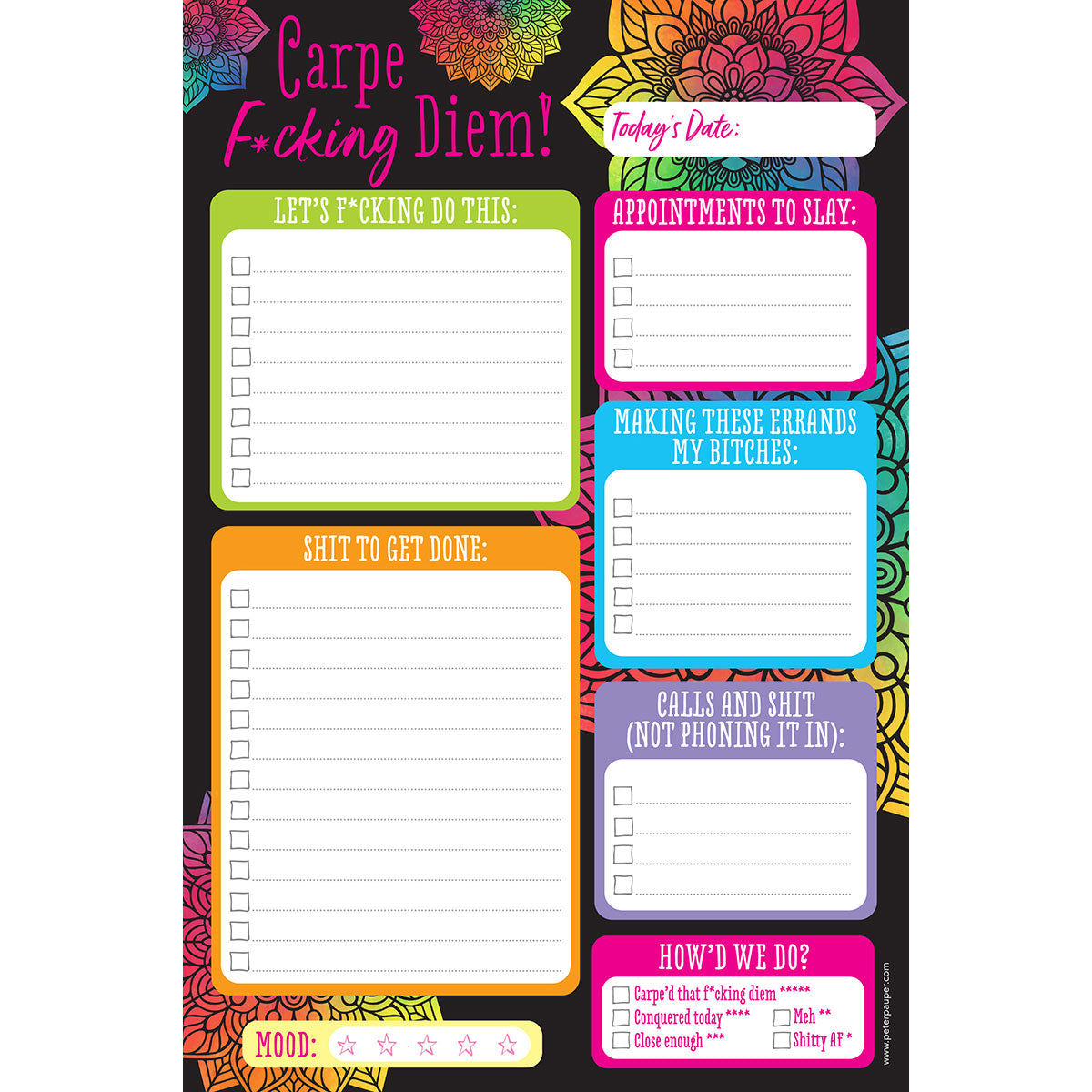 Carpe Fucking Diem Pad – Motivational Adult Notepad for Daily Positive Goals