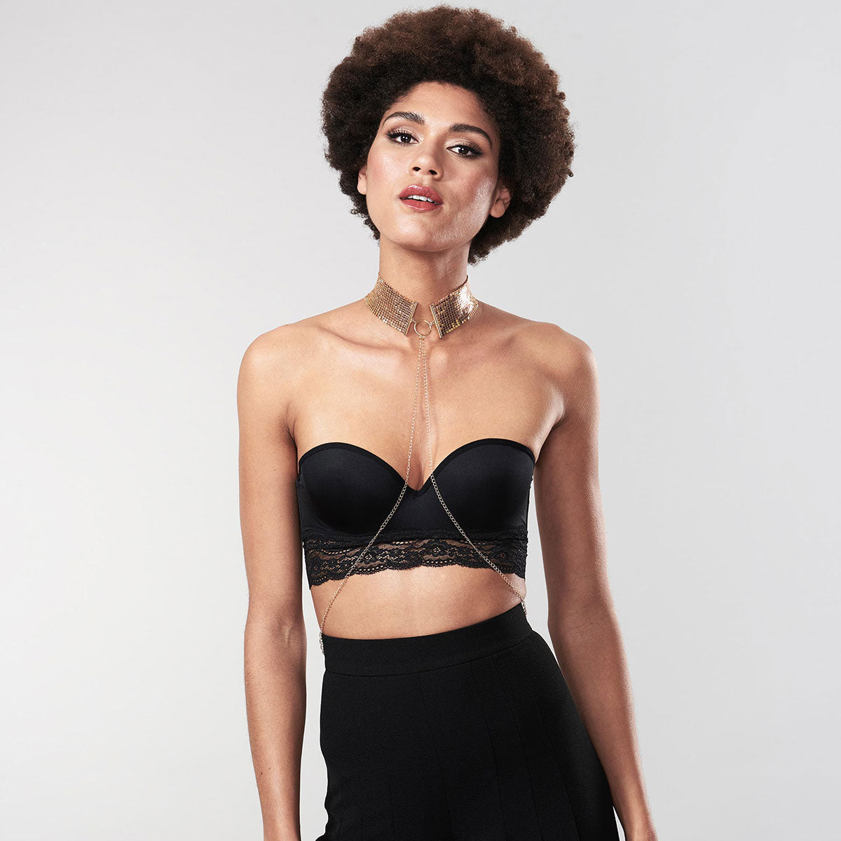 Bijoux Indiscrets Desir Metallique Collar Gold – Elegant Adult Choker, Restraint