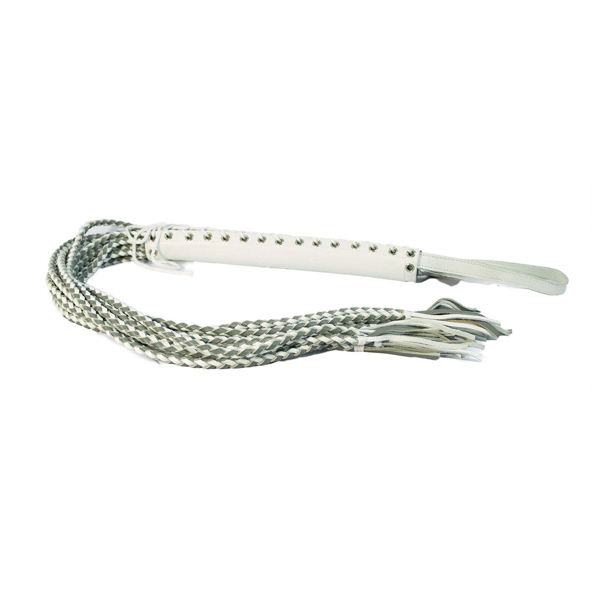 Leather Corset Flogger White Grey - Soft Leather BDSM Flogger Whip