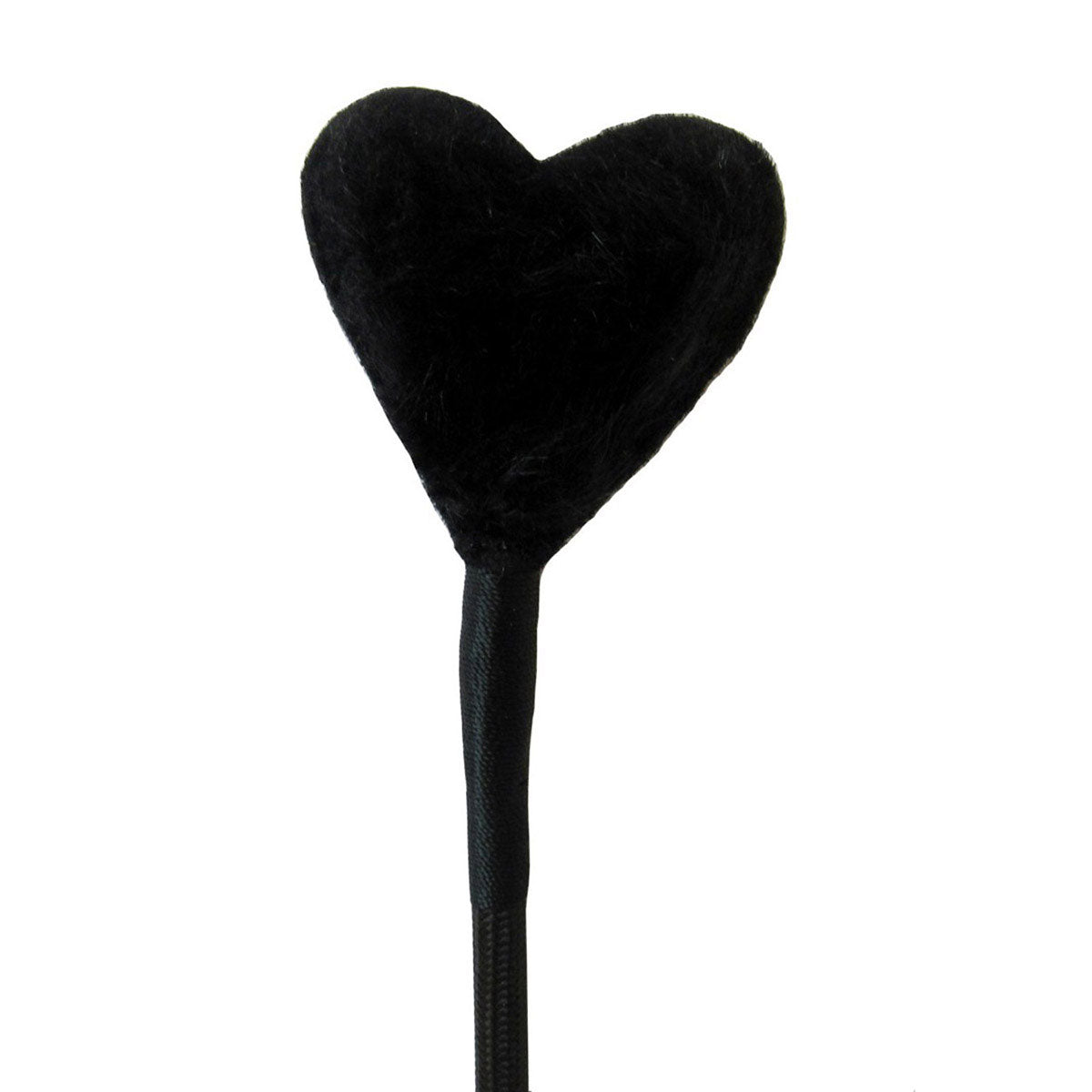 Heart Fluff Tip Crop Black - Soft Sensory BDSM Crop for Impact Play