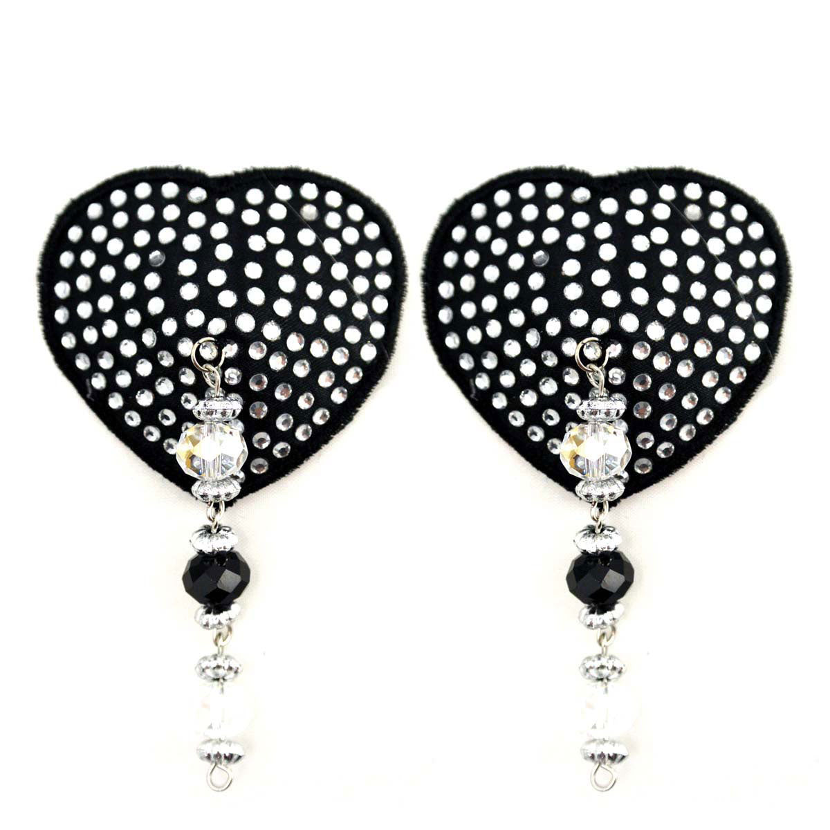 Bijoux de Nip Heart Black Crystal Pasties Beads - Decorative Nipple Covers