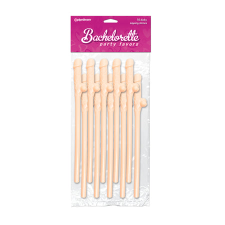 Bachelorette Party Favors 10-Piece Dicky Sipping Straws Beige