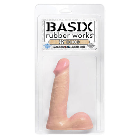 Basix Rubber Works 6 in. Dong With Balls Beige