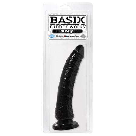 Basix Rubber Works - 7in. Slim Dong with Suction Cup Black
