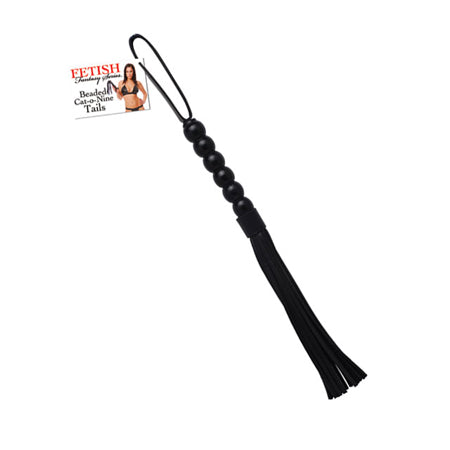 Fetish Fantasy Series Beaded Cat-o-Nine Tails Flogger Black