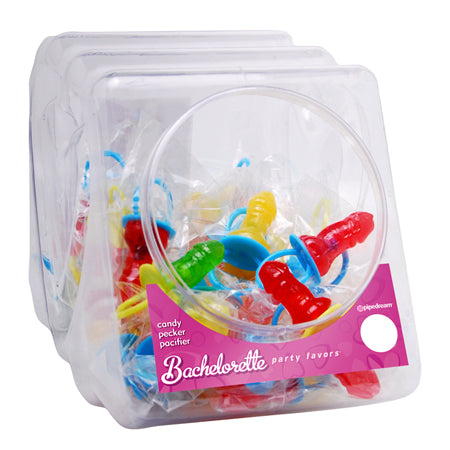 Bachelorette Party Favors Candy Pecker Pacifier 48-Piece Display Bowl