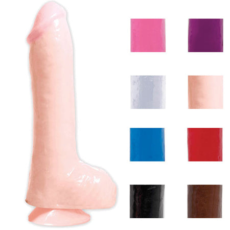 Basix Rubber Works 8 in. Dong With Balls & Suction Cup Beige