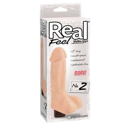 Real Feel Lifelike Toyz No. 2 Realistic 7.25 in. Vibrating Dildo With Balls Beig