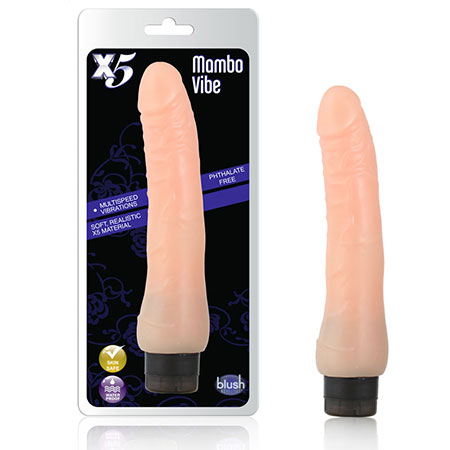 X5 Plus Mambo Vibe Realistic 9.25 in. Vibrating Dildo Beige