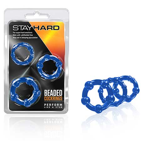 Stay Hard Beaded Cockrings 3-Piece Set Blue