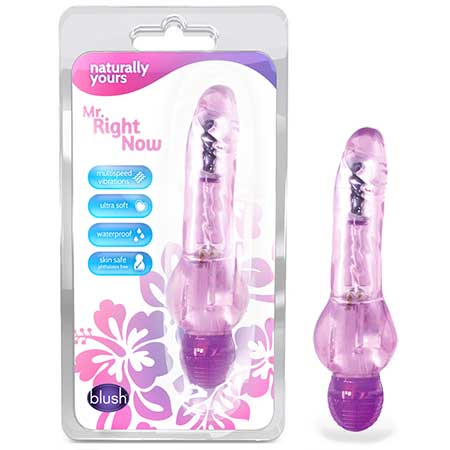 Naturally Yours Mr. Right Now 6.5 in. Vibrating Dildo Purple