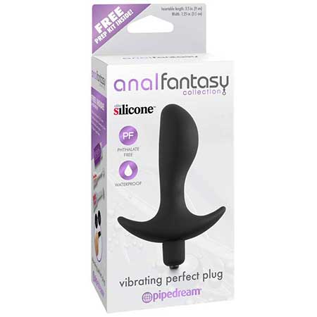 Anal Fantasy Collection Silicone Vibrating Perfect Plug Black