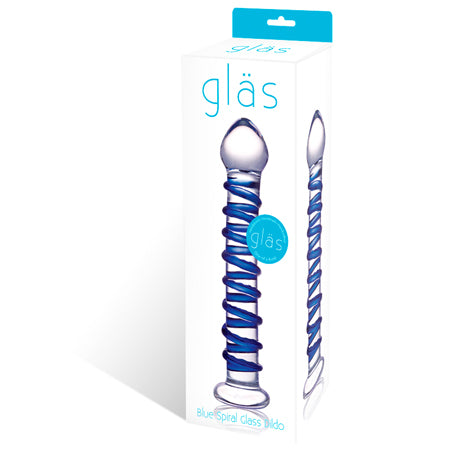 Glas 7.5" Blue Spiral Glass Dildo Elegant Dual End Hand-Blown Design