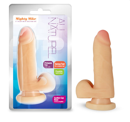 Au Naturel Mighty Mike 5.75 in. Posable Dual Density Dildo with Balls Beige