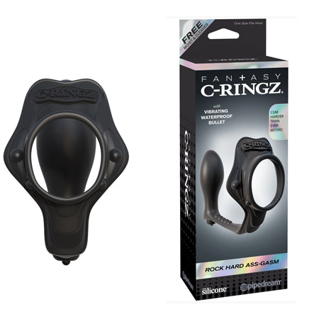 Fantasy C-Ringz Rock Hard Ass-Gasm Vibrating Silicone Cockring With Anal Plug Bl