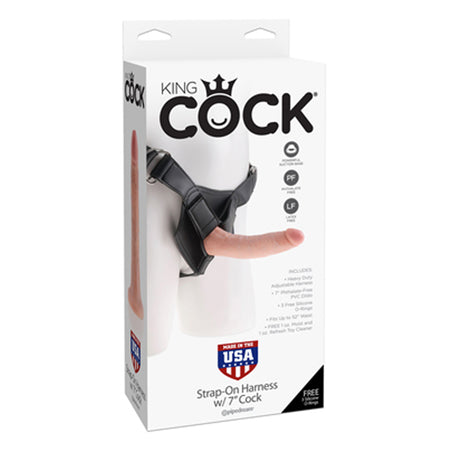 King Cock Strap-On Harness With 7 in. Cock Beige