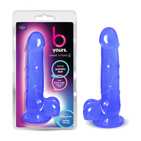 B Yours Sweet 'n Hard 4 Realistic 7 in. Dildo with Balls Blue