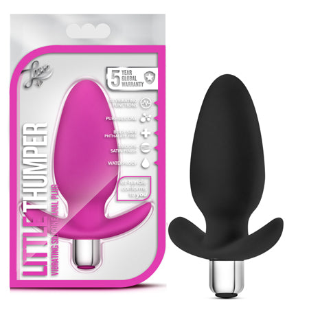 Luxe Little Thumper Vibrating Silicone Anal Plug Black