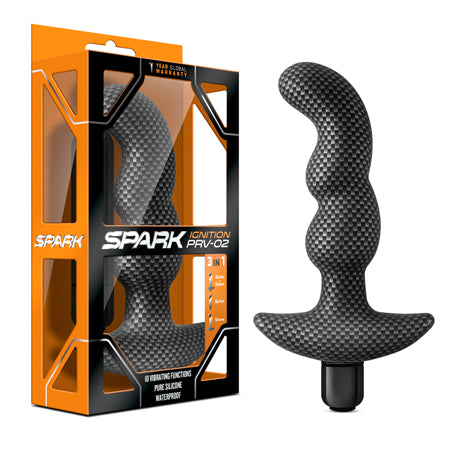 Spark Ignition PRV-02 Vibrating Silicone Prostate Massager Carbon Fiber