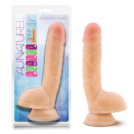 Au Naturel Big Billy 9 in. Posable Dual Density Dildo with Balls Beige