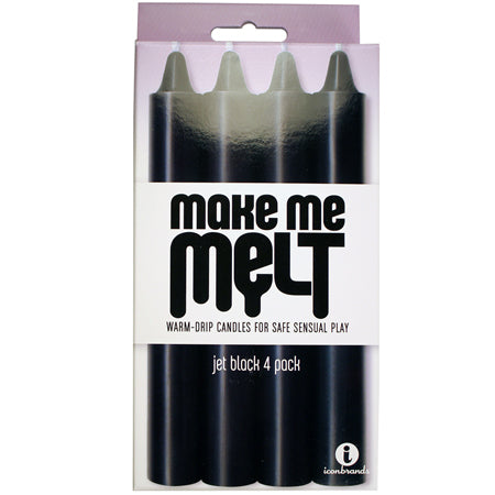 The 9’s Make Me Melt Warm-Drip Candles 4 Pack Jet Black Sensual Massage