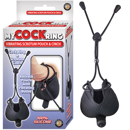 My Cock Ring Vibrating Scrotum Pouch & Cinch With Silicone Waterproof Bla