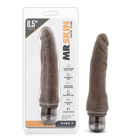 Dr. Skin Vibe 7 Realistic 8.5 in. Vibrating Dildo Brown