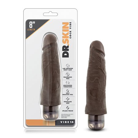 Dr. Skin Vibe 14 Realistic 8 in. Vibrating Dildo Brown