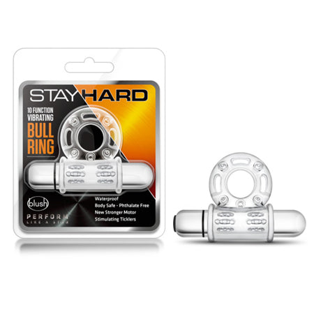Stay Hard - 10 Function Vibrating Mega Bull Ring - Clear