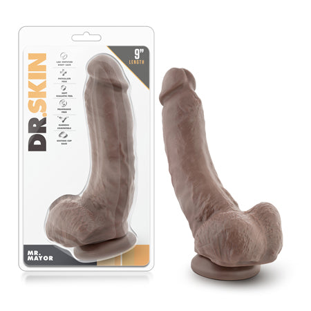 Dr. Skin Mr. Mayor Realistic 9 in. Dildo with Balls Brown