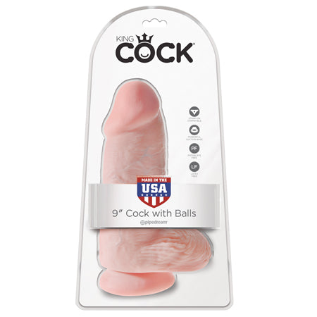 King Cock Chubby 9 in. Cock With Balls Realistic Suction Cup Dildo Beige