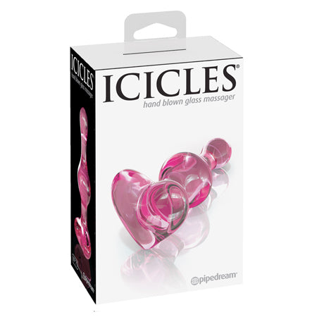 Icicles No. 75 Beaded Glass Massager With Heart-Shaped Base Pink