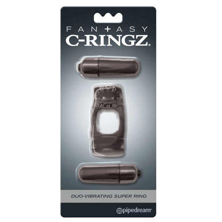 Fantasy C-Ringz Duo-Vibrating Super Ring With Dual Bullets Black