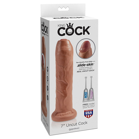 King Cock 7 in. Uncut Cock Realistic Dildo With Moveable Foreskin & Suction Cup