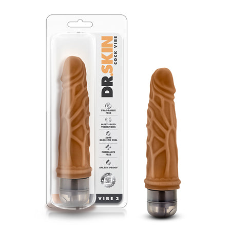 Dr. Skin Vibe 3 Realistic 7.25 in. Vibrating Dildo Tan