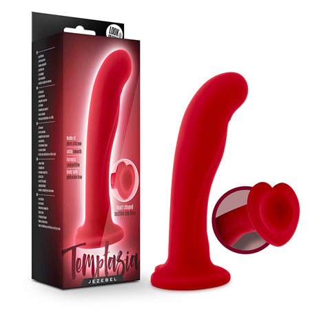 Temptasia Jezebel 6 in. Curved Silicone Dildo with Heart-Shaped Suction Cup Crim