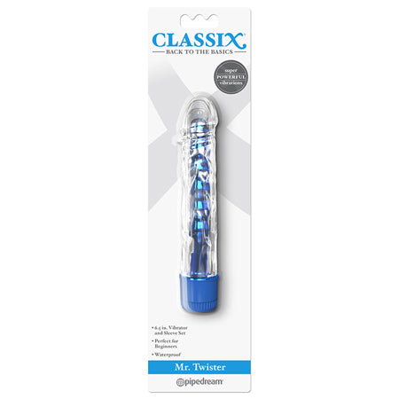 Classix Mr. Twister 6.5 in. Vibrator and Sleeve Set Blue