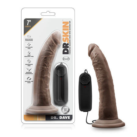 Dr. Skin Dr. Dave Realistic 7 in. Vibrating Dildo Brown