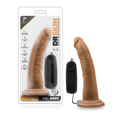 Dr. Skin Dr. Dave Realistic 7 in. Vibrating Dildo Tan